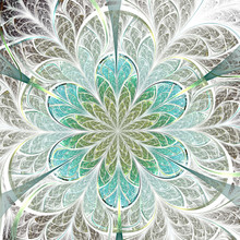 Light Blue Fractal Flower, Digital Artwork