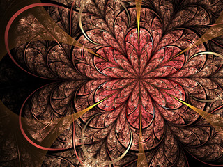 Wall Mural - Feminine red fractal flower, digital artwork