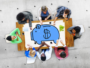 Sticker - Piggy Bank Saving Money Economize Profit Concept