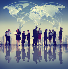 Wall Mural - Global Business People Discussion Cityscape Concept