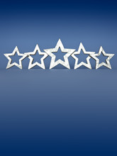 Five Silver Stars Blue Background