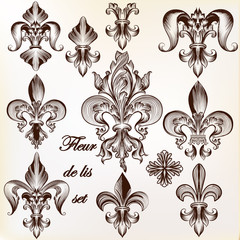 Wall Mural - collection of vector royal fleur de lis for design