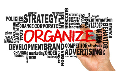 Wall Mural - organize with related business word cloud