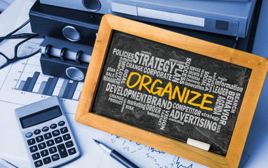 Wall Mural - organize with related business word cloud