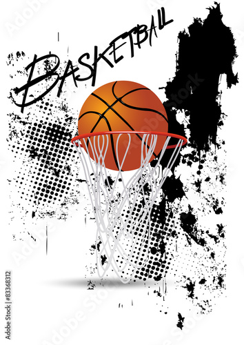 Fotografia basketball hoop on white grunge background