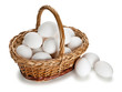 Basket full of white eggs