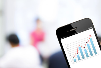 Poster - Smart phone with analyzing graph in office