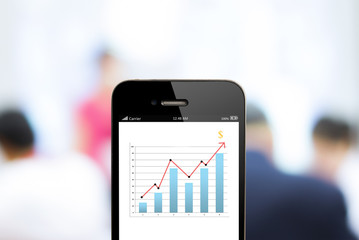 Poster - Smart phone with analyzing graph in office