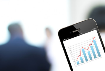 Poster - Smart phone with analyzing graph in office
