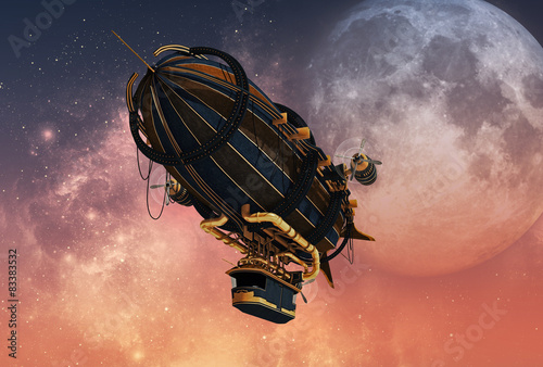 Steampunk Airship, 3d CG Canvas Print