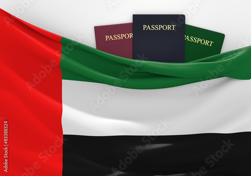 Fotografie, Obraz Travel and tourism in United Arab Emirates, with passports