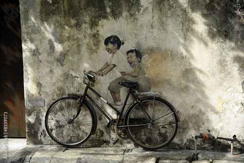 Naklejka - mata magnetyczna na lodówkę Penang street art