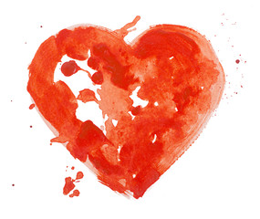 Wall Mural - watercolor aquarelle hand drawn colorful red heart art color