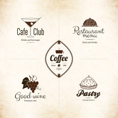 Wall Mural - Vintage logotypes and labels design, for restaurant