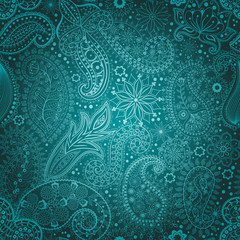 Vintage floral motif ethnic seamless background.