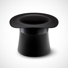 Black Top Hat Vector Illustration Isolated On White Background 