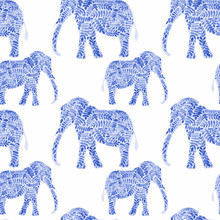 Elephant Seamless Pattern Background Vector Illustration