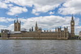 Fototapeta Londyn - View of Big Ben and Houses of Parliament in London across Thames