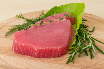 Raw tuna steak