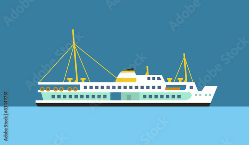 Fotomural Passenger ferry ship flat vector icon.