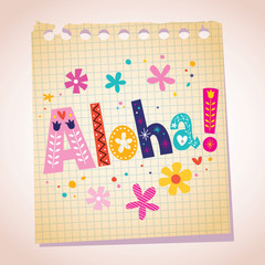 Wall Mural - Aloha note pad paper illustration