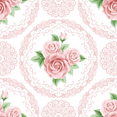 Wall Mural - Vintage seamless pattern with roses