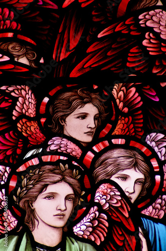 Obraz w ramie Three angels in stained glass