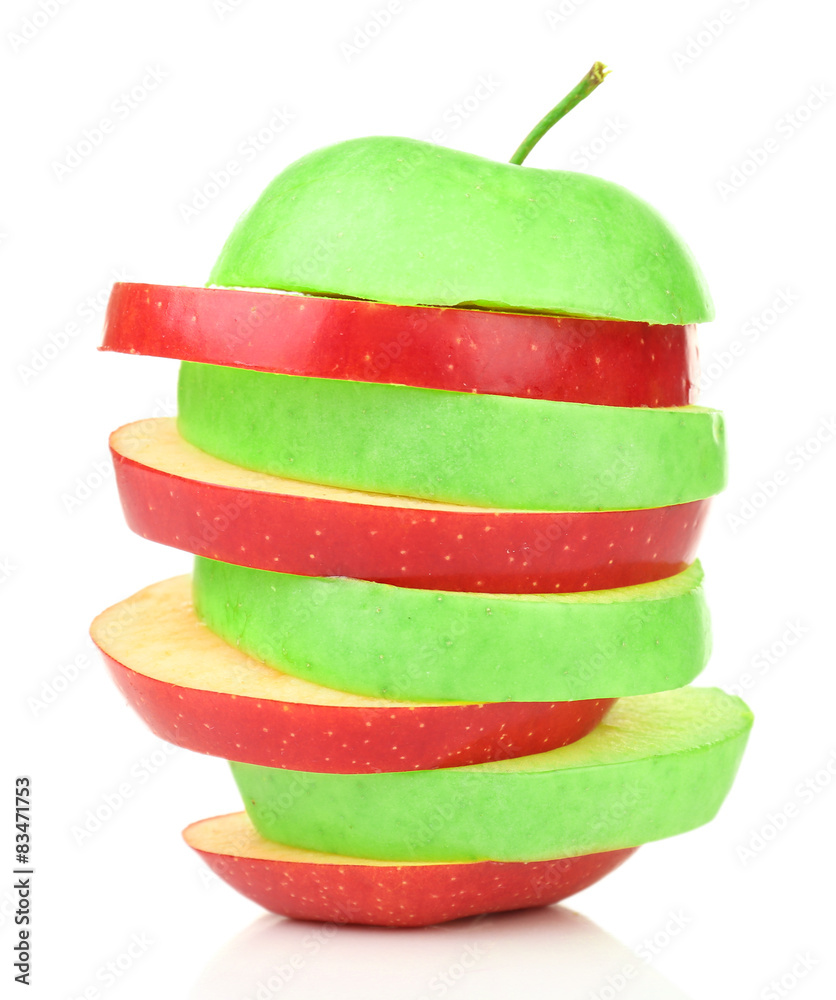 Sliced apple isolated on white