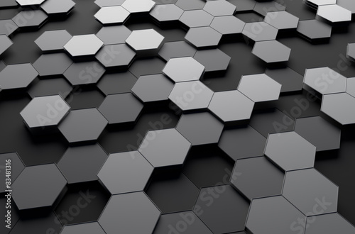 Nowoczesny obraz na płótnie Abstract 3d rendering of futuristic surface with hexagons.