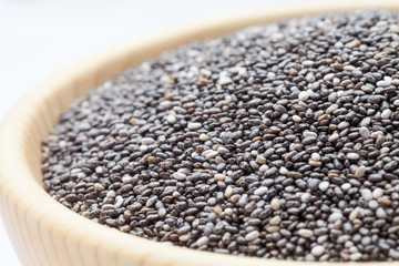 Wall Mural - Chia seeds in wooden bowl