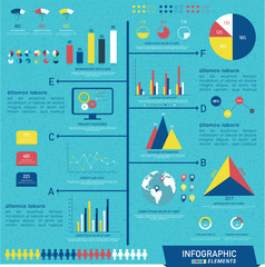 Sticker - Big set of various business infographic elements.