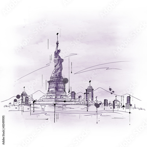 Fototapeta do kuchni Hand drawn sketch of the Statue of Liberty
