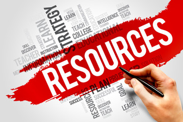 Poster - RESOURCES word cloud, education concept