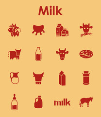 Wall Mural - Set of milk simple icons