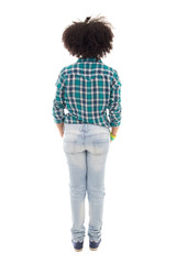 Poster - back view of african american teenage girl isolated on white