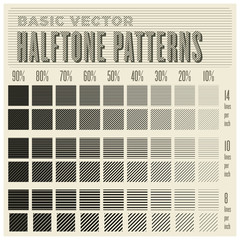 vector halftone pattern - basic vector halftone lines seamless patterns (with swatches)