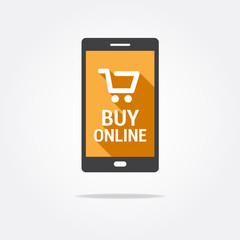 Wall Mural - Buy Online Shopping Cart Phone Icon