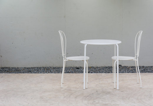 white table and chairs