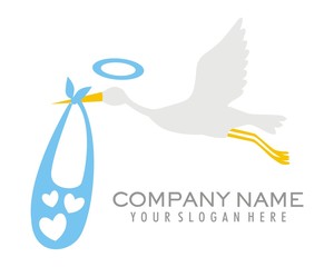 Sticker - stork delivery logo image vector