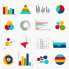 Poster - Business data market elements dot bar pie charts diagrams and gr