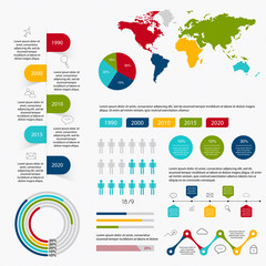 Poster - Business data market elements dot bar pie charts diagrams and gr