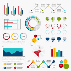 Poster - Business data market elements dot bar pie charts diagrams and gr