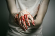 © Alex - murderer shows bloody hands and experiencing depression and pain
