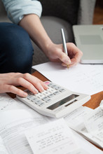 Young Woman Working On Home Finances