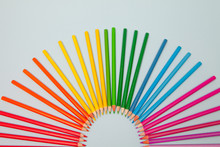 Colored Pencils Arranged In Semi Circle