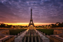 France, Paris, View Of Eiffel Tower At Sunrise