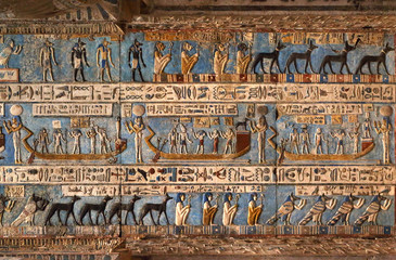 Wall Mural - Hieroglyphic carvings in ancient egyptian temple