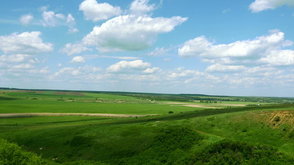 Sticker - Meadow and blue sky. panoramic view