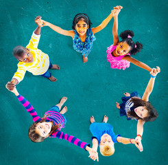 Canvas Print - Children Kids Cheerful Unity Diversity Concept