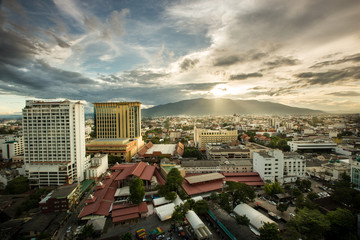 Top view of Chiangmai city Scape the dawn, Thailand